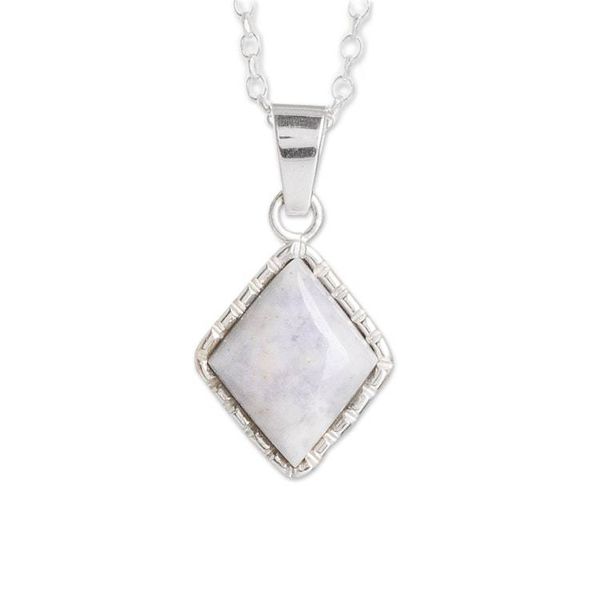 Alternate image for Silver Necklace with Rhombus-Shaped Lavender Jade Pendant Rhombus in Lavender