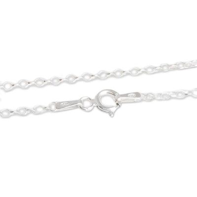 Alternate image for Silver Necklace with Rhombus-Shaped Lavender Jade Pendant Rhombus in Lavender
