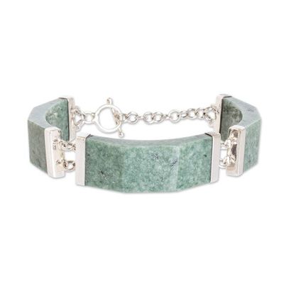 Alternate image for Apple Green Jade Link Bracelet from Guatemala Simple Panels in Apple Green
