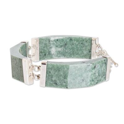 Alternate image for Apple Green Jade Link Bracelet from Guatemala Simple Panels in Apple Green