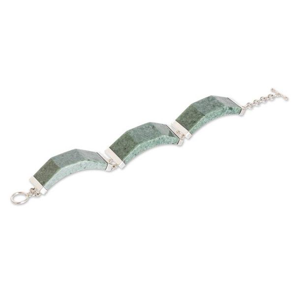 Alternate image for Apple Green Jade Link Bracelet from Guatemala Simple Panels in Apple Green