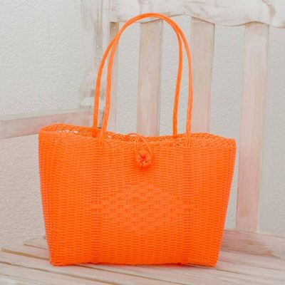 Primary image for Handwoven Eco Friendly Tote in Tangerine from Guatemala Undeniable Beauty in Tangerine