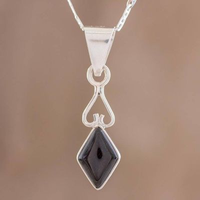 Alternate image for Diamond-Shaped Black Jade Pendant Necklace from Guatemala Marvelous Black Diamond
