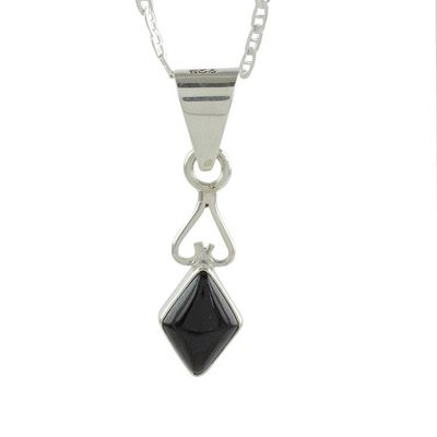 Alternate image for Diamond-Shaped Black Jade Pendant Necklace from Guatemala Marvelous Black Diamond