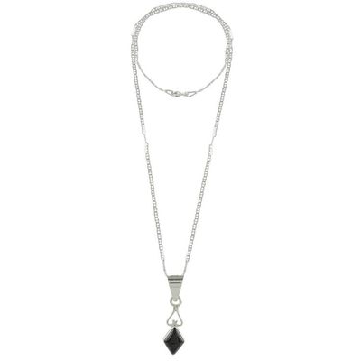 Alternate image for Diamond-Shaped Black Jade Pendant Necklace from Guatemala Marvelous Black Diamond