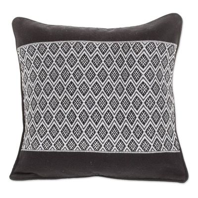 Alternate image for Rhombus Motif Cotton Cushion Cover from Guatemala Dove Grey Rhombi