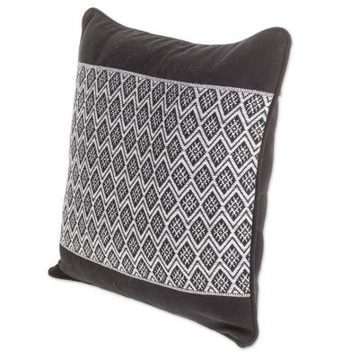 Alternate image for Rhombus Motif Cotton Cushion Cover from Guatemala Dove Grey Rhombi
