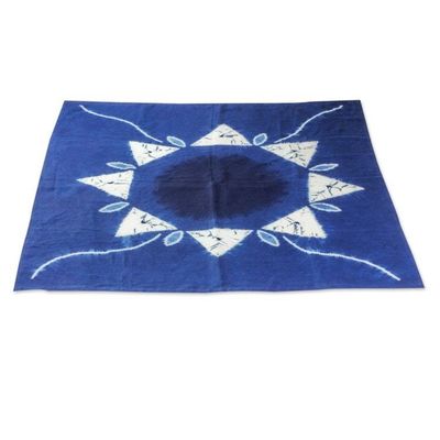 Alternate image for White Kites on Indigo Cotton Batik Hand Crafted Table Cloth Sumpango Kites