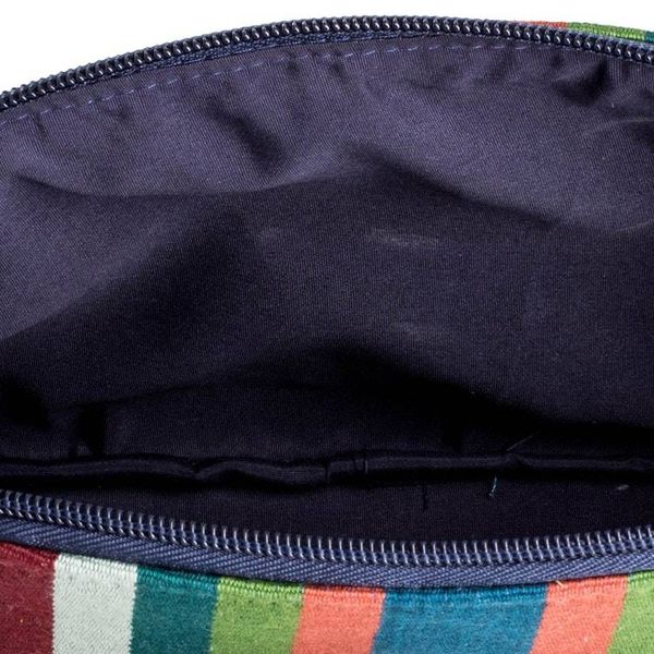 Alternate image for Striped Blue and Brown 100 Cotton Zippered Cosmetic Bag Dreamy Paths