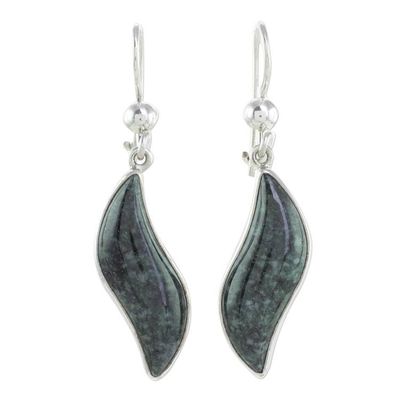 Alternate image for Dark green jade dangle earrings Floating in the Breeze