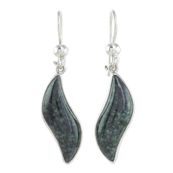 Alternate image for Dark green jade dangle earrings Floating in the Breeze