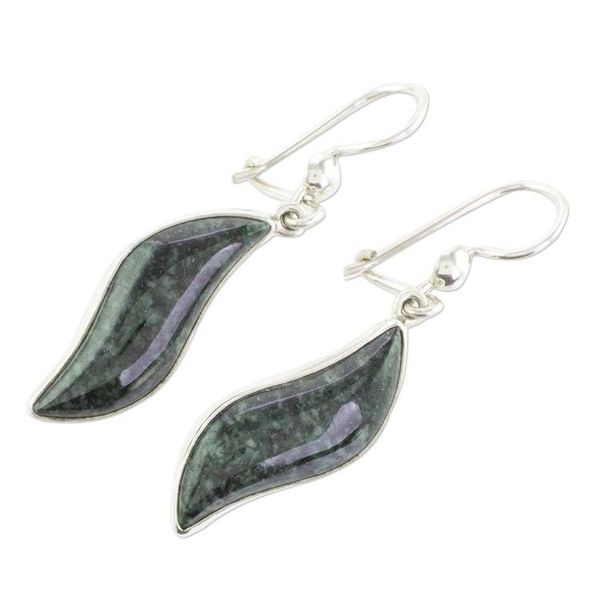Alternate image for Dark green jade dangle earrings Floating in the Breeze