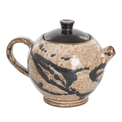 Alternate image for Modern Hand-Painted Ceramic Creamer in Brown and Black Hues Cocoa