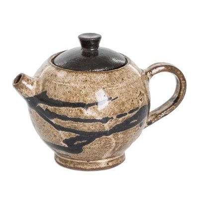 Alternate image for Modern Hand-Painted Ceramic Creamer in Brown and Black Hues Cocoa