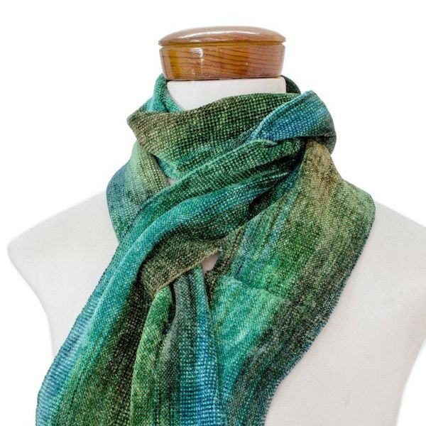 Alternate image for Handcrafted Rayon Chenille Scarf Emerald Dreamer