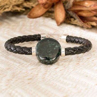 Primary image for Folk Art Braided Pendant Bracelet with Natural Green Jade Mystic Fortitude