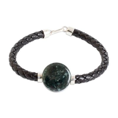 Alternate image for Folk Art Braided Pendant Bracelet with Natural Green Jade Mystic Fortitude