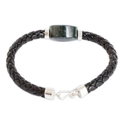 Alternate image for Folk Art Braided Pendant Bracelet with Natural Green Jade Mystic Fortitude