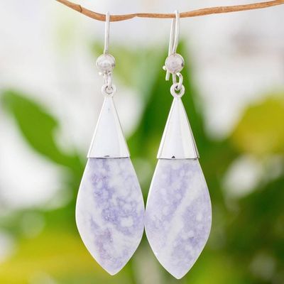 Primary image for Central American Modern Silver and Jade Dangle Earrings Maya Lance of Twilight