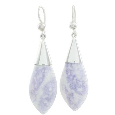 Alternate image for Central American Modern Silver and Jade Dangle Earrings Maya Lance of Twilight