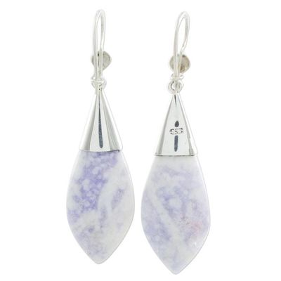 Alternate image for Central American Modern Silver and Jade Dangle Earrings Maya Lance of Twilight