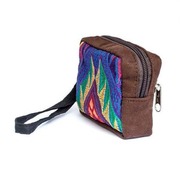 Alternate image for Geometric Coin Purse Accented with Guatemalan Cotton Textile Fabulous Versatility