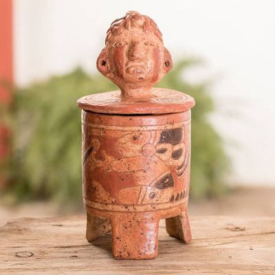 Primary image for Antiqued Ceramic Vessel Handcrafted Maya Art Pibil Man