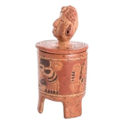 Alternate image for Antiqued Ceramic Vessel Handcrafted Maya Art Pibil Man