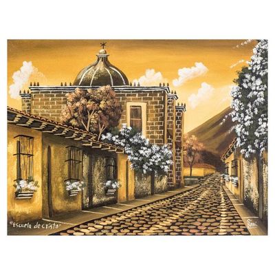Alternate image for Limited Edition Signed Painting of a Church in Guatemala Sunset at the School of Christ