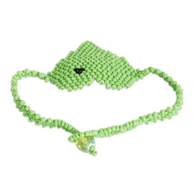 Alternate image for Adjustable Beaded Pendant Bracelet in Green with Heart Motif Green Love Inspiration