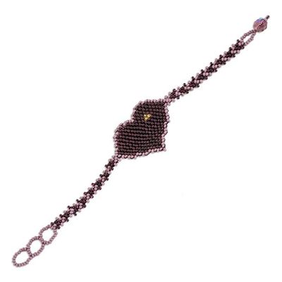 Alternate image for Purple-Hued Adjustable Beaded Heart Pendant Bracelet Purple Love Inspiration