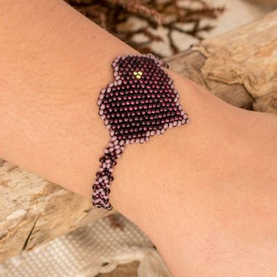 Alternate image for Purple-Hued Adjustable Beaded Heart Pendant Bracelet Purple Love Inspiration
