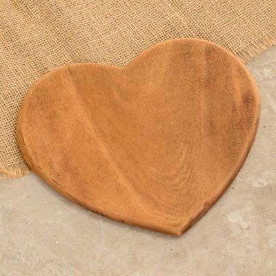 Alternate image for Handcrafted Heart-Shaped Conacaste Wood Cheese Board Delicious Love
