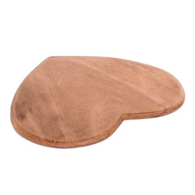 Alternate image for Handcrafted Heart-Shaped Conacaste Wood Cheese Board Delicious Love