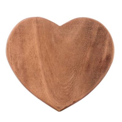 Alternate image for Handcrafted Heart-Shaped Conacaste Wood Cheese Board Delicious Love