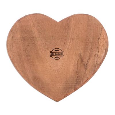 Alternate image for Handcrafted Heart-Shaped Conacaste Wood Cheese Board Delicious Love