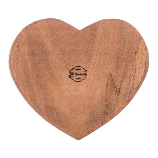 Alternate image for Handcrafted Heart-Shaped Conacaste Wood Cheese Board Delicious Love