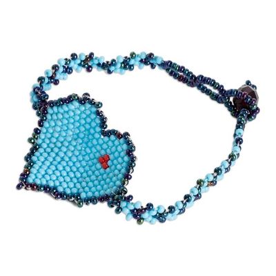 Alternate image for Beaded Pendant Bracelet in Light Blue with Heart Theme Blue Love Inspiration