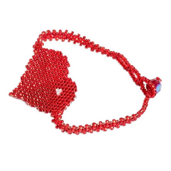 Alternate image for Heart-Themed Adjustable Beaded Pendant Bracelet in Red Red Love Inspiration