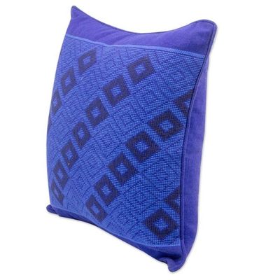 Alternate image for Cotton Cushion Cover in Lapis and Cerulean from Guatemala Mayan Blue