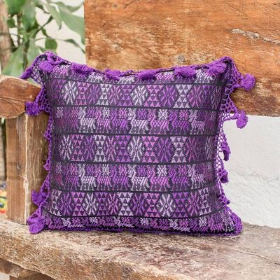 Primary image for Handloomed Cotton Throw Pillow Cover Coban Culture in Purple