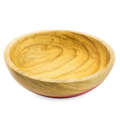 Alternate image for Dip Painted Hand Carved Wood Bowl Medium Spicy Red