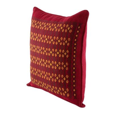 Alternate image for Red Cotton Cushion Cover with Geometric Motifs Sacred Shapes