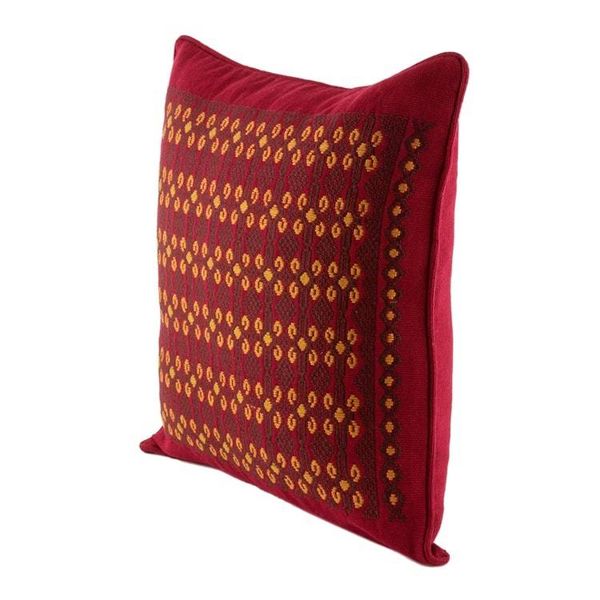 Alternate image for Red Cotton Cushion Cover with Geometric Motifs Sacred Shapes
