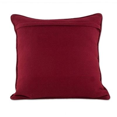 Alternate image for Red Cotton Cushion Cover with Geometric Motifs Sacred Shapes
