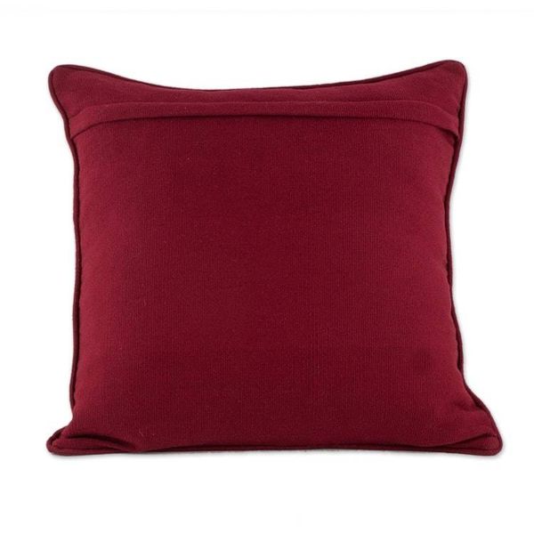 Alternate image for Red Cotton Cushion Cover with Geometric Motifs Sacred Shapes