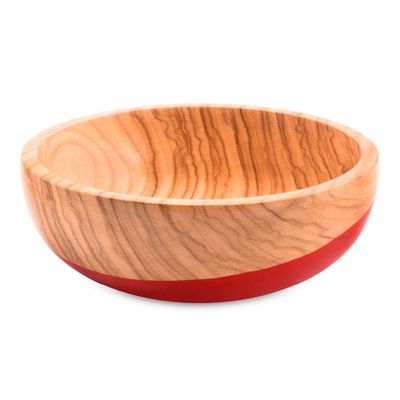 Alternate image for Dip Painted Hand Carved Wood Bowl large Spicy Red