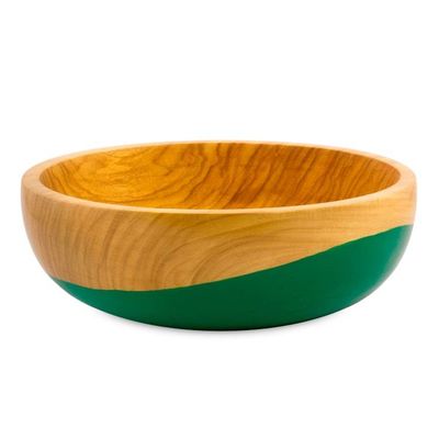 Alternate image for Dip Painted Hand Carved Wood Bowl large Spicy Green