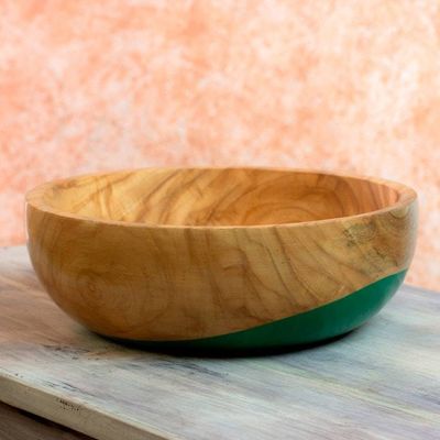 Alternate image for Dip Painted Hand Carved Wood Bowl large Spicy Green