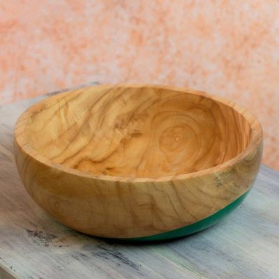 Alternate image for Dip Painted Hand Carved Wood Bowl large Spicy Green